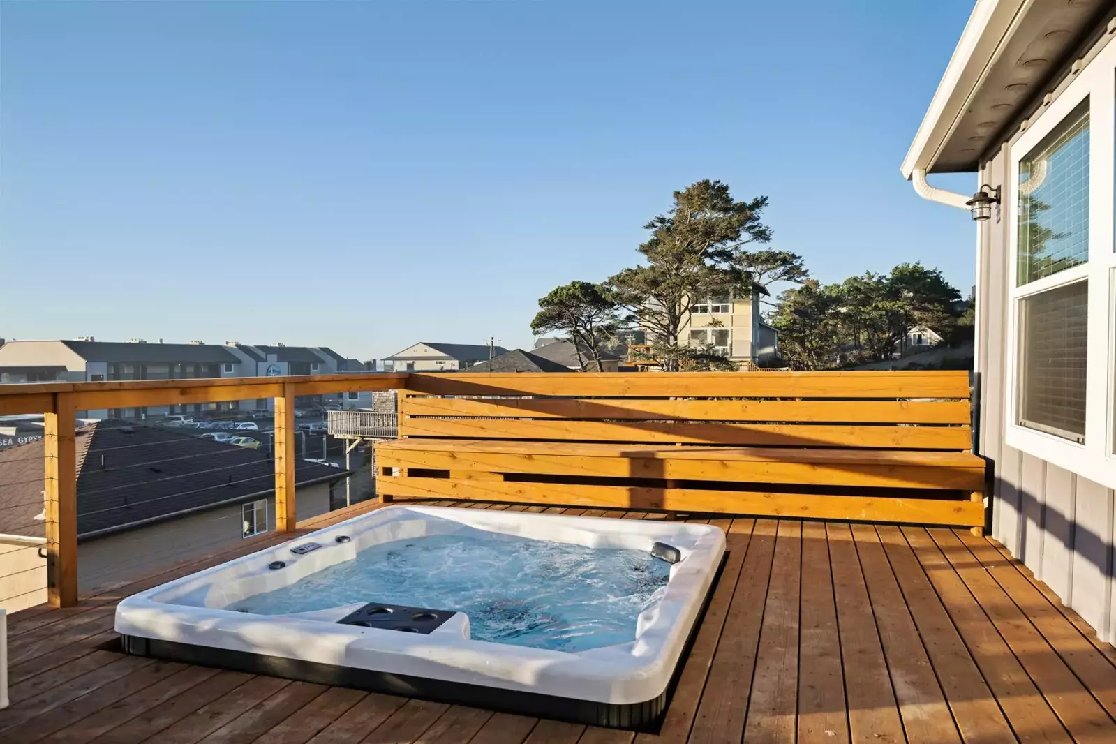 The hot tub is a favorite amenity perfect during warm summers and chilly winters.