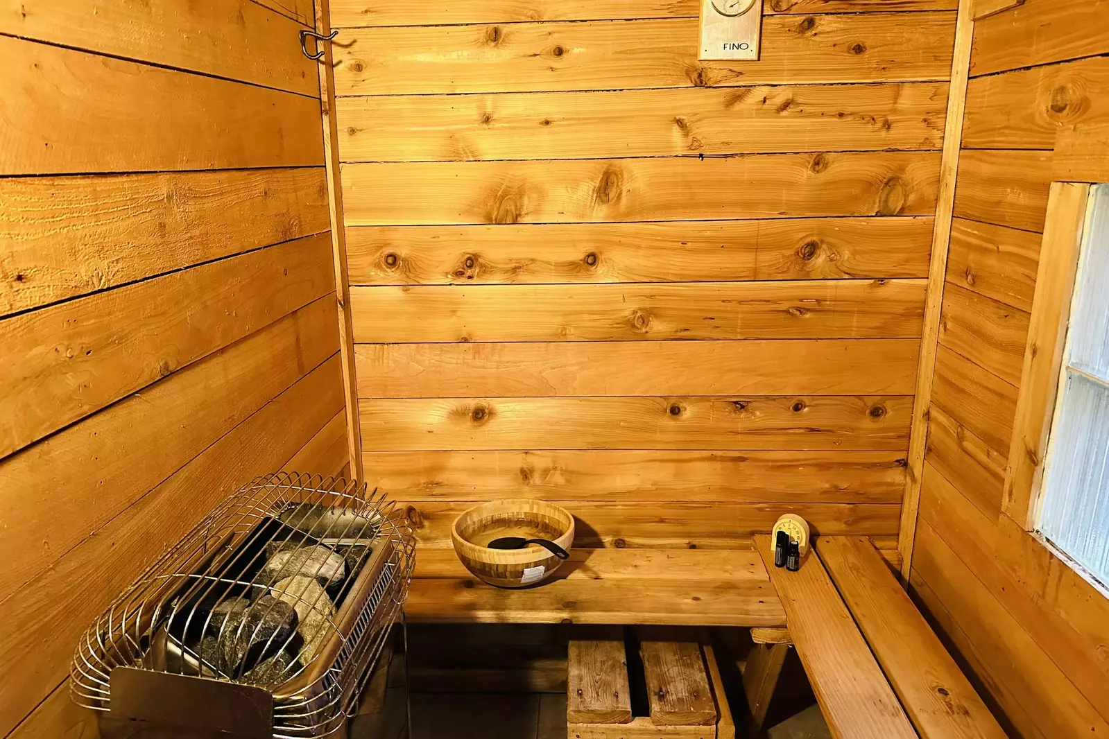 The sauna is one of the special amenities that makes Mystic Mountain an exceptional rental.