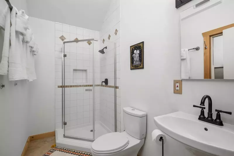 The shower is up to date and has excellent water pressure.