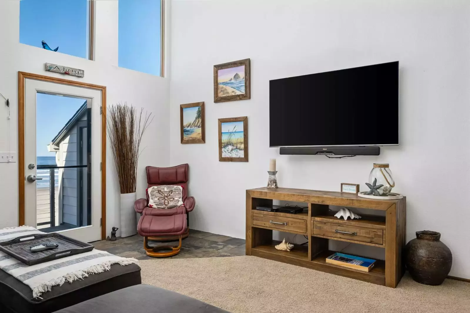 Relax in the living room while watching your favorite movies, shows, or sports.
