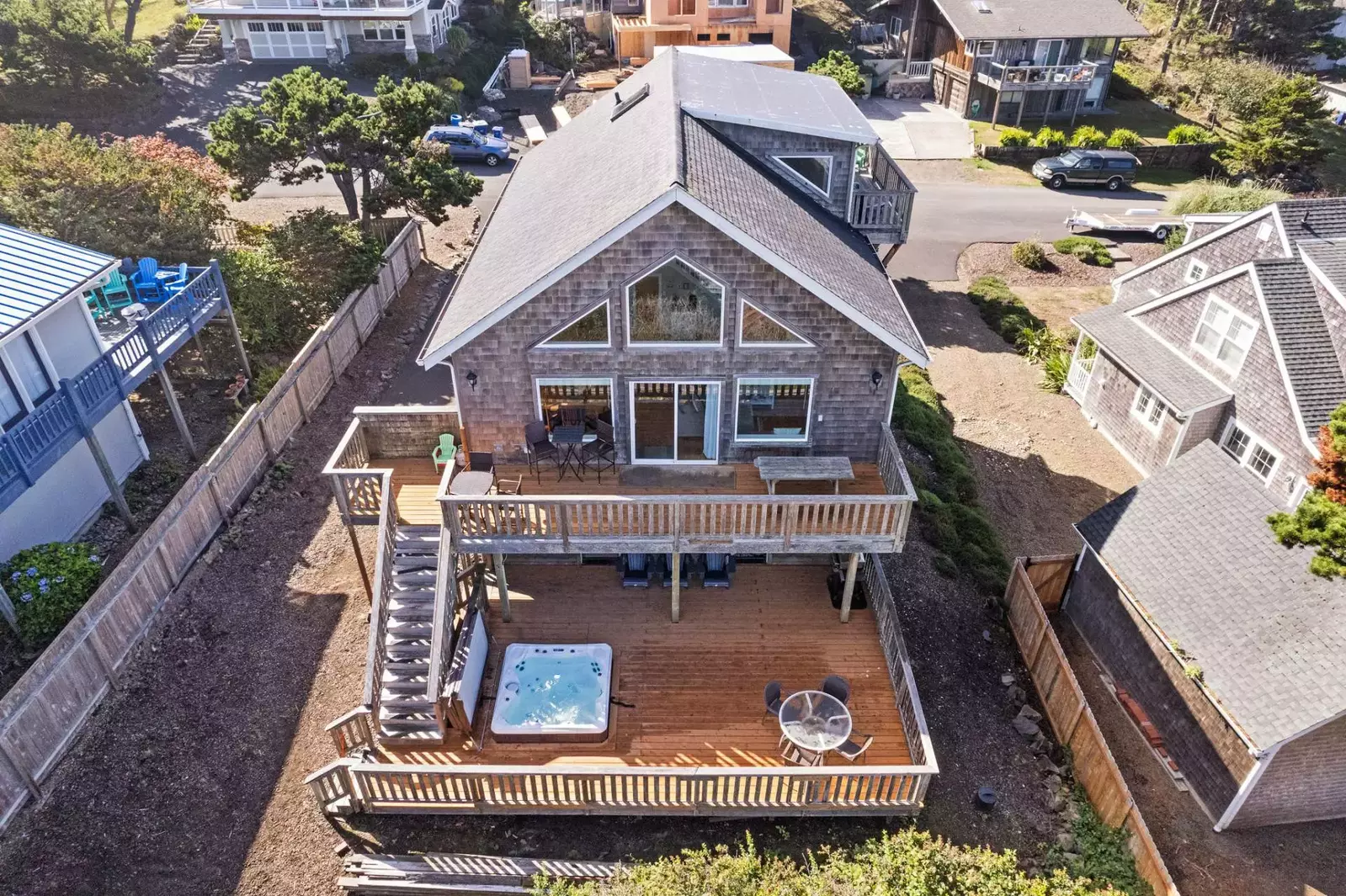 The two decks are excellent spots to relax and enjoy nice ocean air.