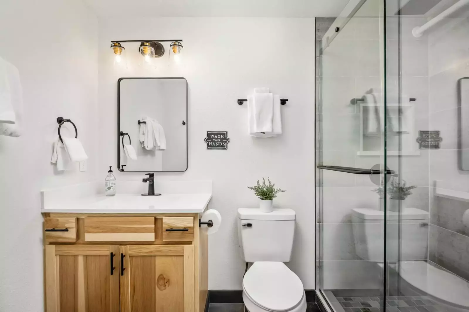 The bathrooms have excellent water pressure and are built with care.