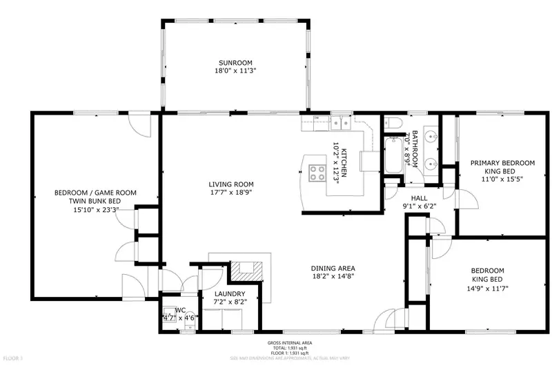 A detailed floor plan of LakeTime.