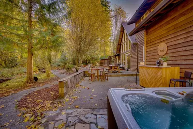 The hot tub is a favorite amenity perfect during warm summers and chilly winters.