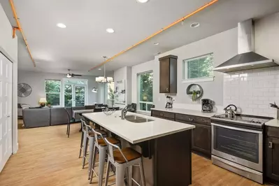 Cook delicious meals for breakfast, lunch, and dinner in this fully equipped kitchen. We suggest grabbing some ingredients at a nearby farmers market.