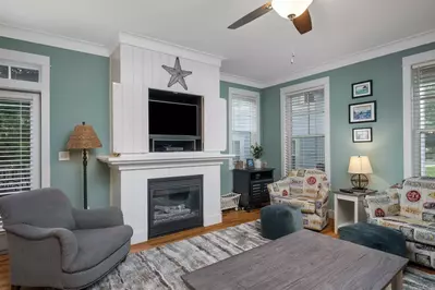 Watch you favorite movies, shows, and sports on this smart tv while relaxing in front of a cozy fire.