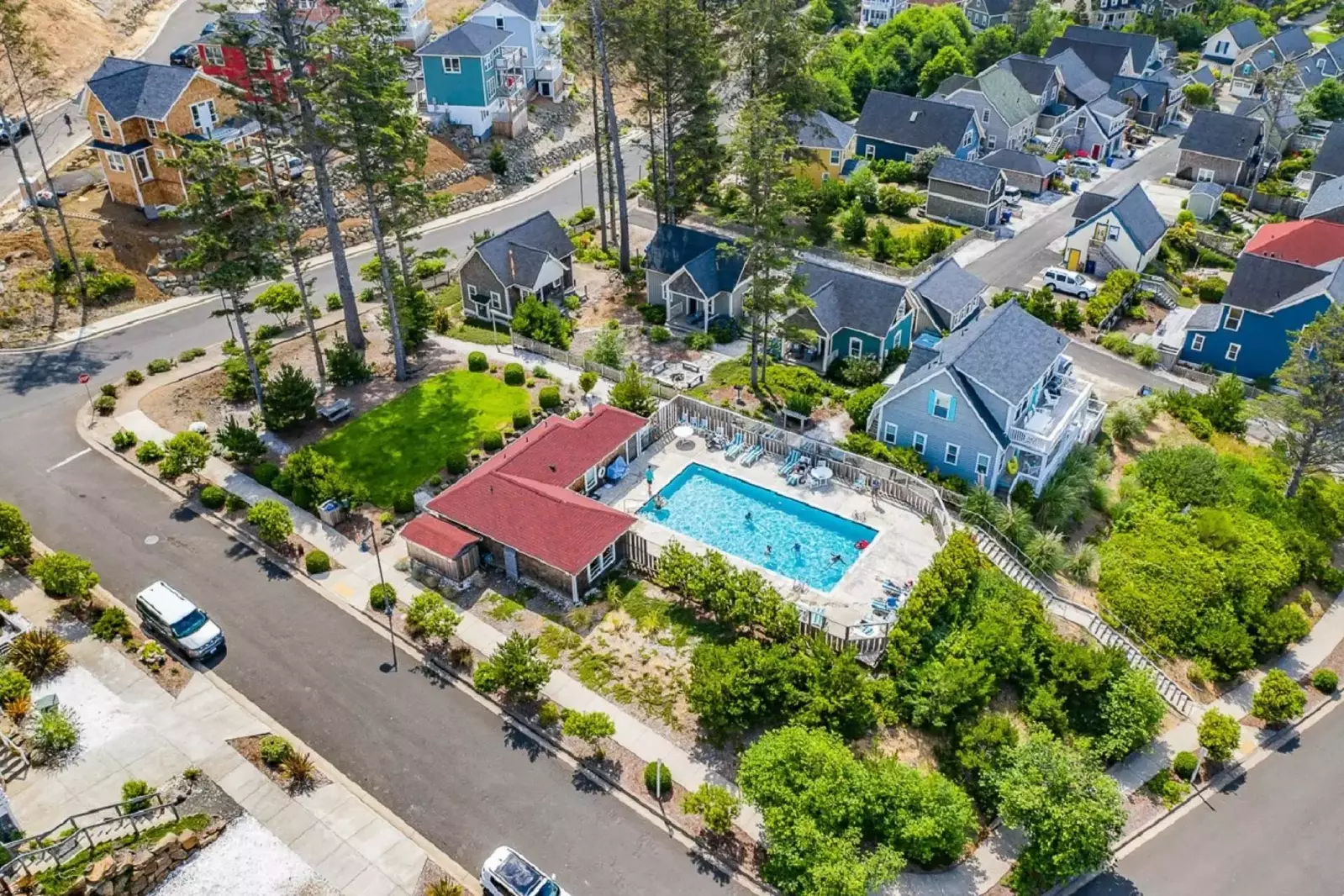Olivia Beach is a cozy neighborhood with a community park, a volleyball court, a seasonal pool, a playground, and easy beach access.
