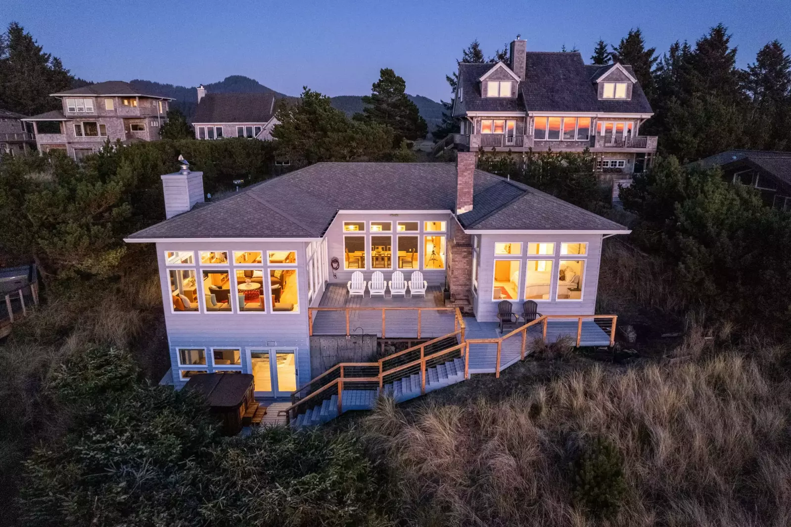 High Tide Retreat has large windows and ample deck space. Perfect spots to enjoy the view.