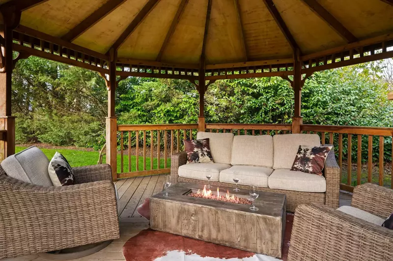 The comfy seating and warm fire table make the patio an excellent place to hang out!