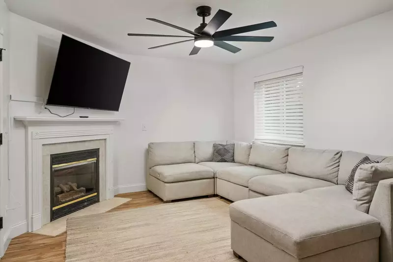 Watch you favorite movies, shows, and sports on this smart tv while relaxing in front of a cozy fire.