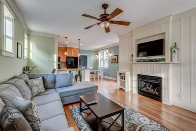 Watch you favorite movies, shows, and sports on this smart tv while relaxing in front of a cozy fire.