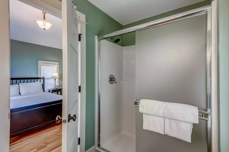 The shower is up to date and has excellent water pressure.