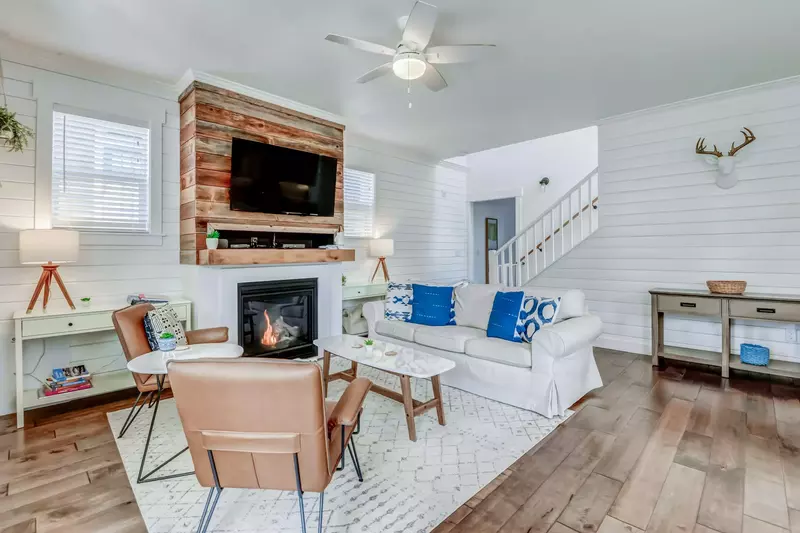 Relax in the living room around a cozy fire while watching your favorite movies, sports, or shows.