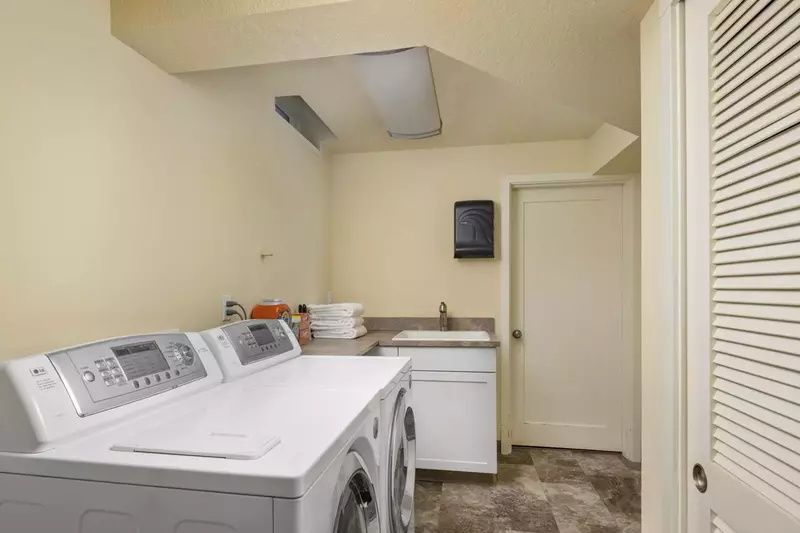 Downstairs provides a full size washer and dryer.