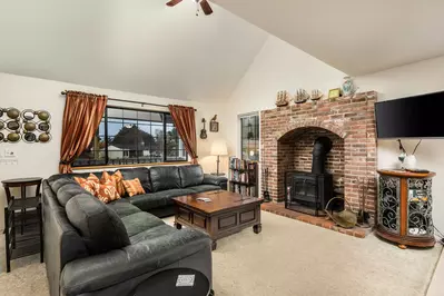 Watch you favorite movies, shows, and sports on this smart tv while relaxing in front of a cozy fire.