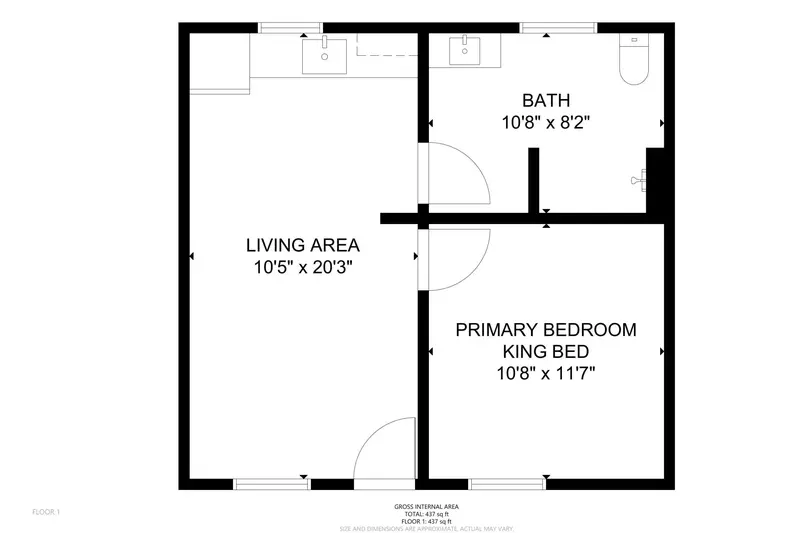 A detailed floor plan of Inn at Rockaway Beach Unit 4.