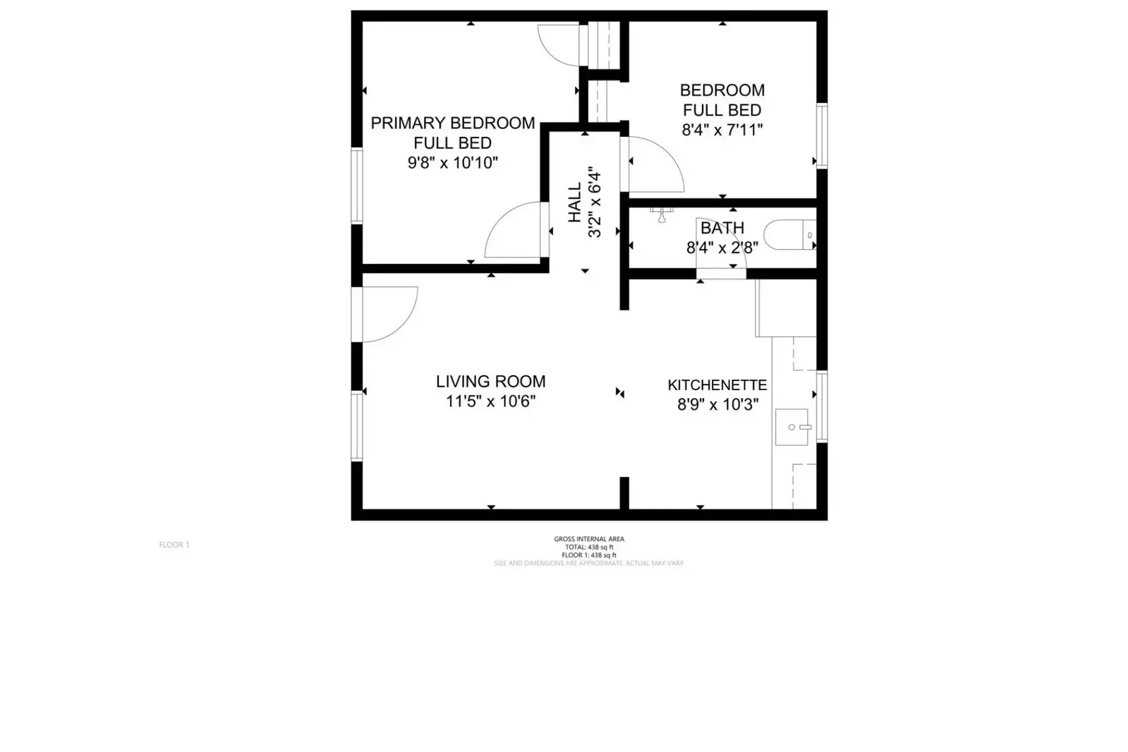 A detailed floor plan of Inn at Rockaway Beach Unit 3.