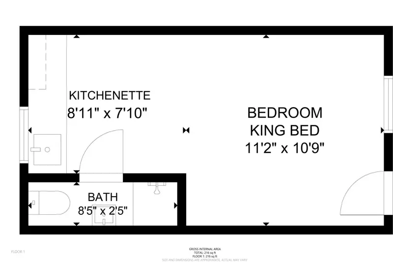 A detailed floor plan of Inn at Rockaway Beach Unit 7.