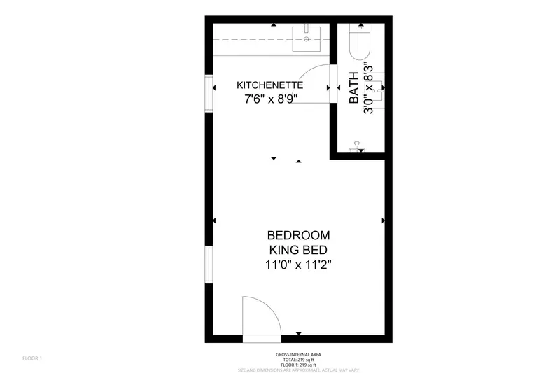 A detailed floor plan of Inn at Rockaway Beach Unit 6.