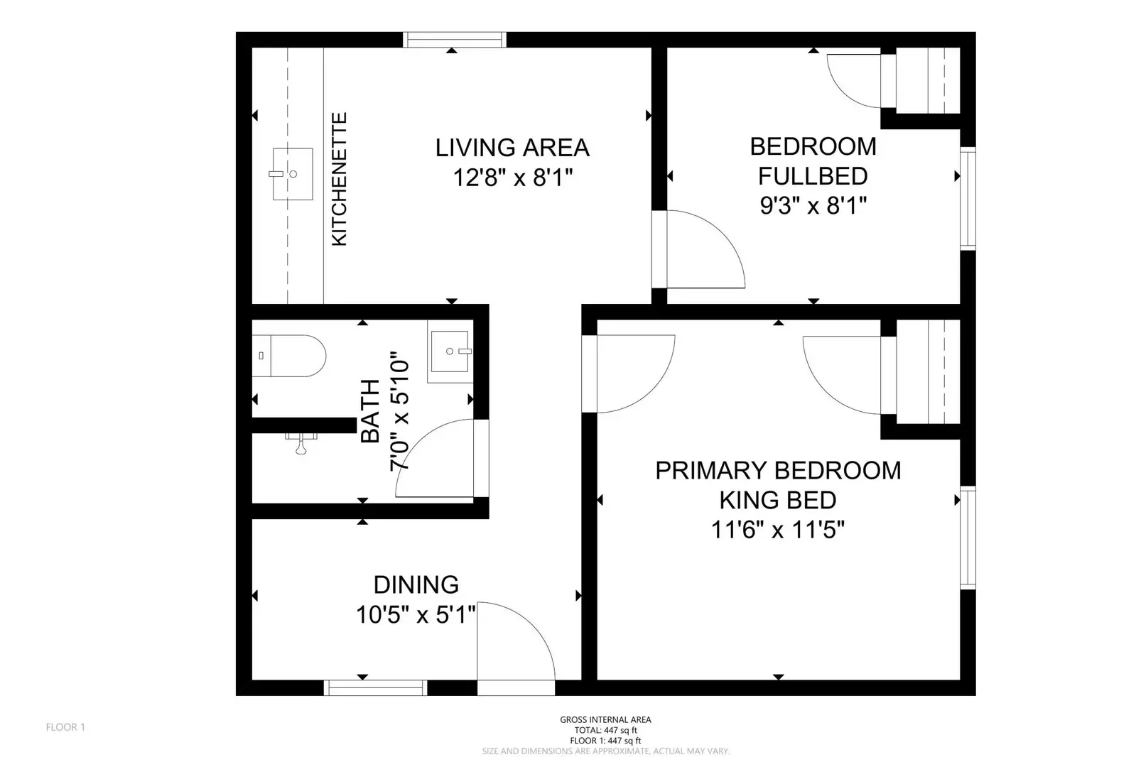 A detailed floor plan of Inn at Rockaway Beach Unit 10.