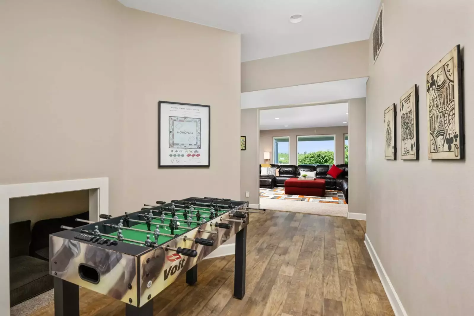 This rental also has a foosball table.