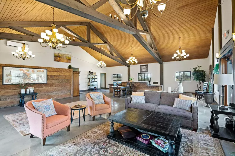 The living, dining, and entertainment area is enormous and spacious.