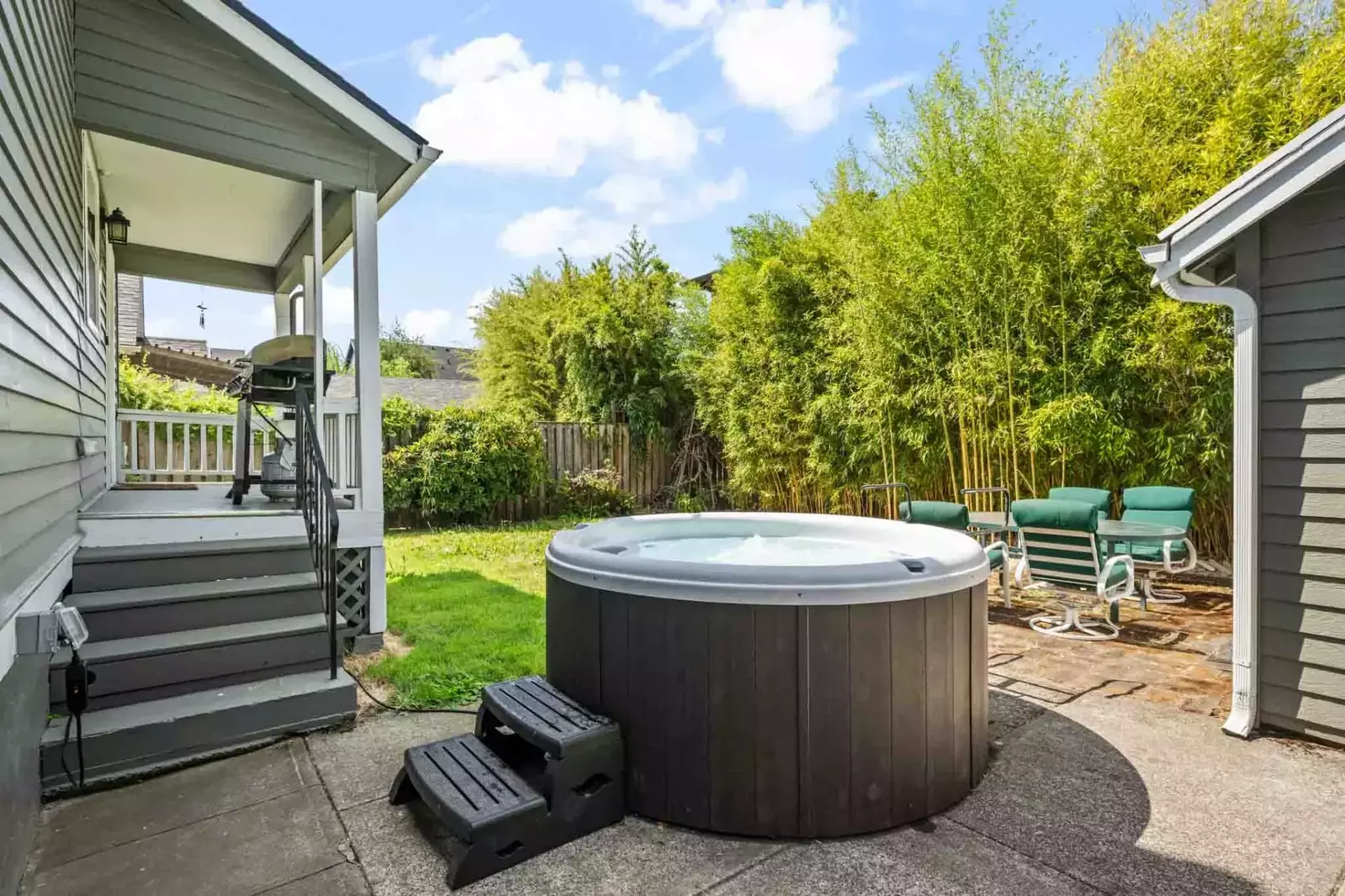 "Remodeled. Kitchen stocked with everything we need. Old school sound system but had Bluetooth. Grill and hot tube clean and worked great." - Phyllis