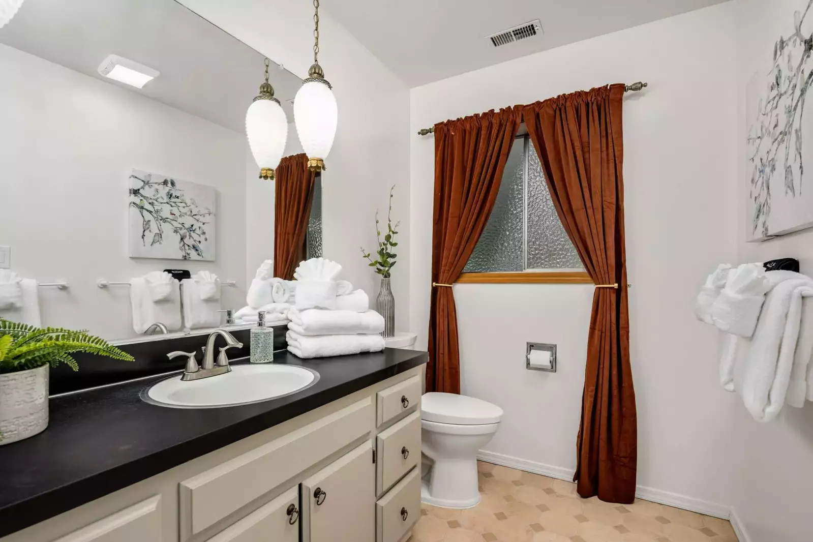 The bathrooms are recently updated, built with care, and have excellent water pressure.