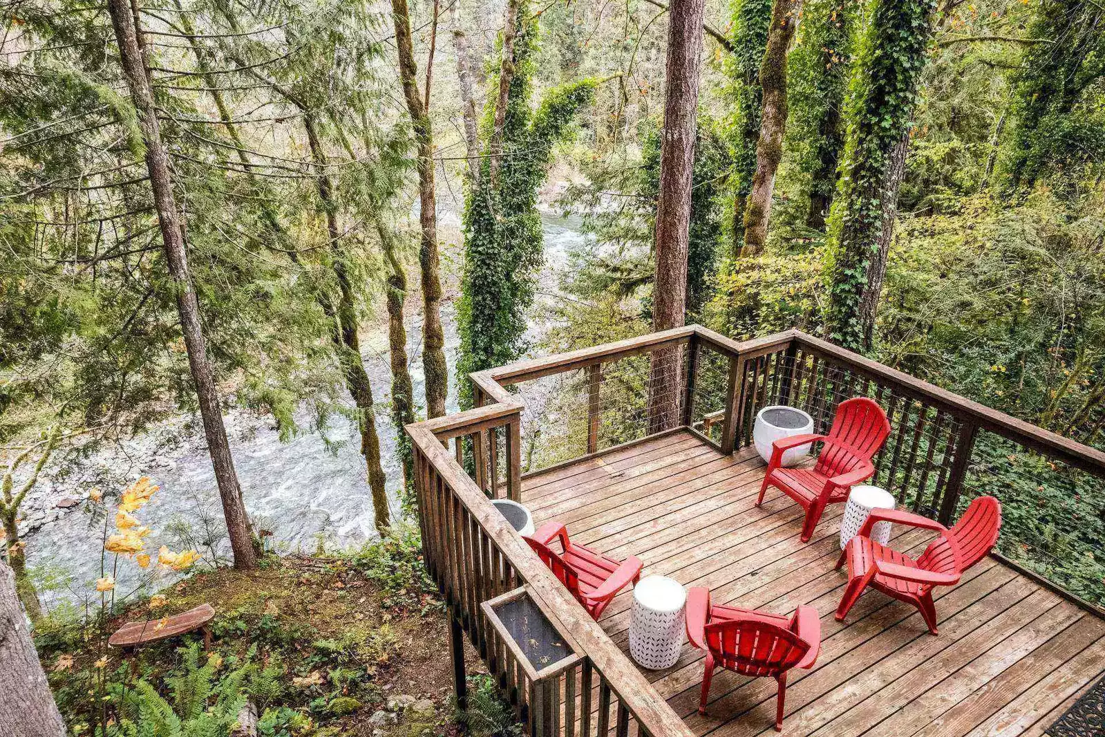 Relax to the sounds of the Washougal River from the deck.