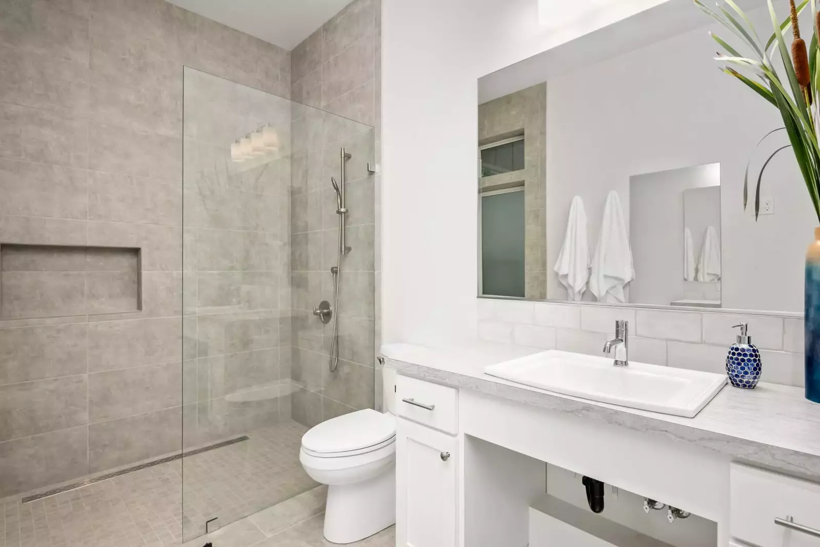 The bathroom is luxurious and built with care.