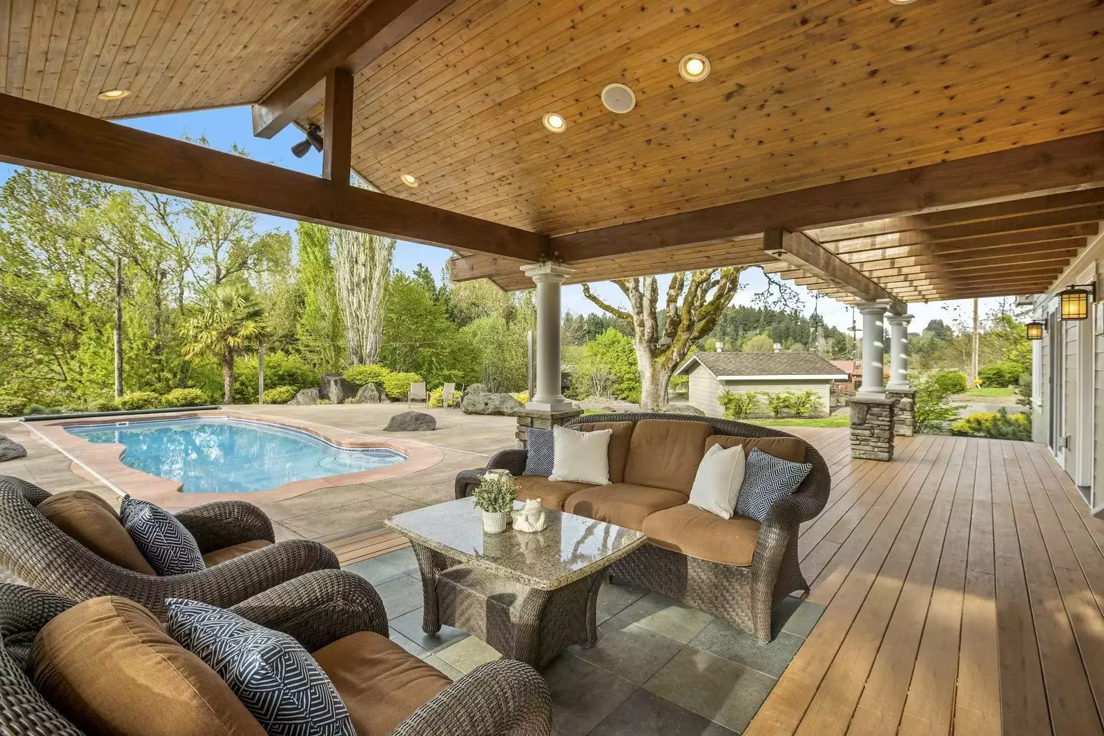 Relax and enjoy this space any time of the under the covered patio.