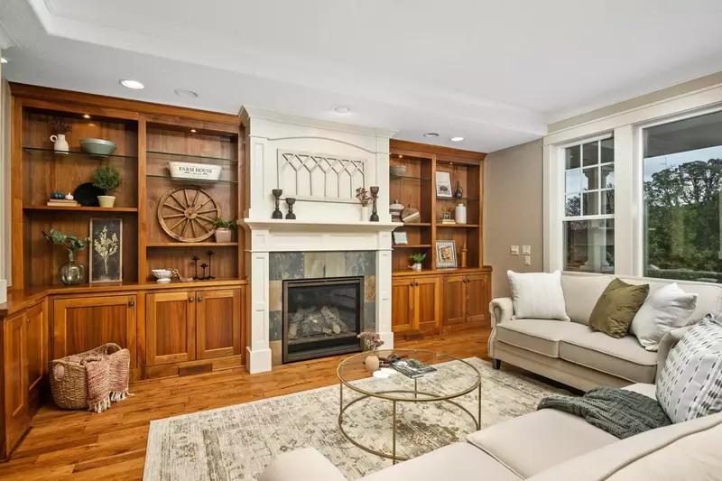 Another cozy room with a fireplace.