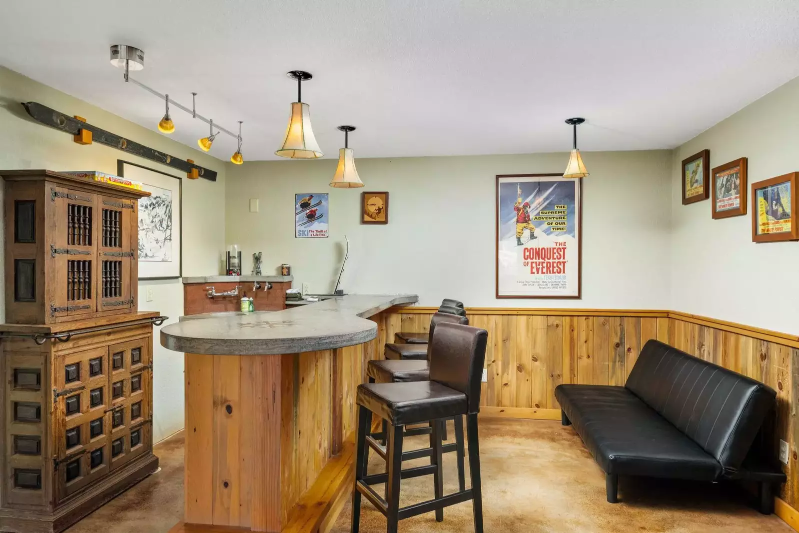 A cool minibar set up. Perfect for a post-ski hangout.