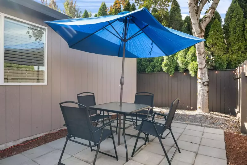 Enjoy relaxing outside in the patio area every season.