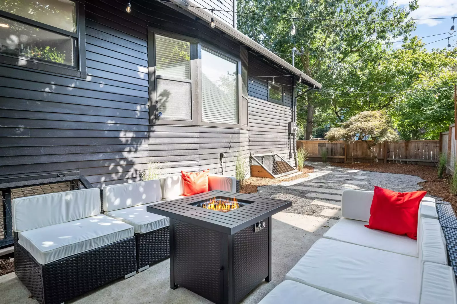 Relax with friends around the fire pit.