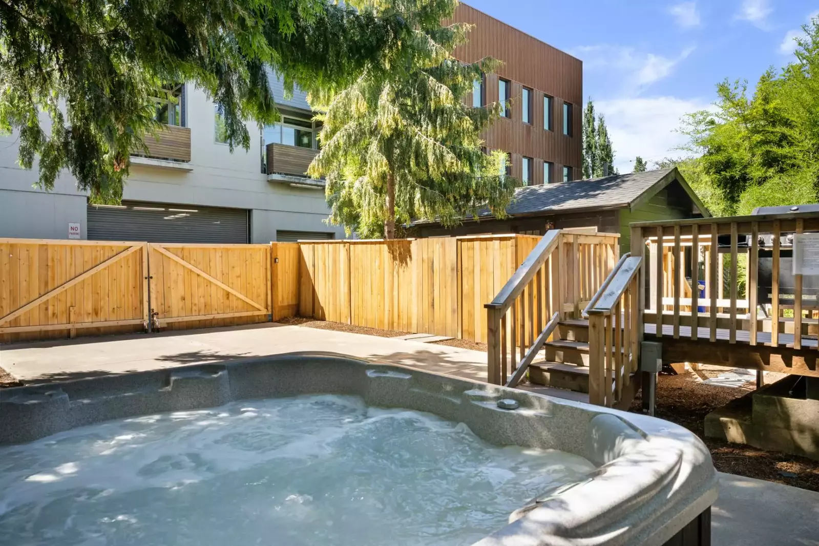 Relax and unwind in the hot tub.