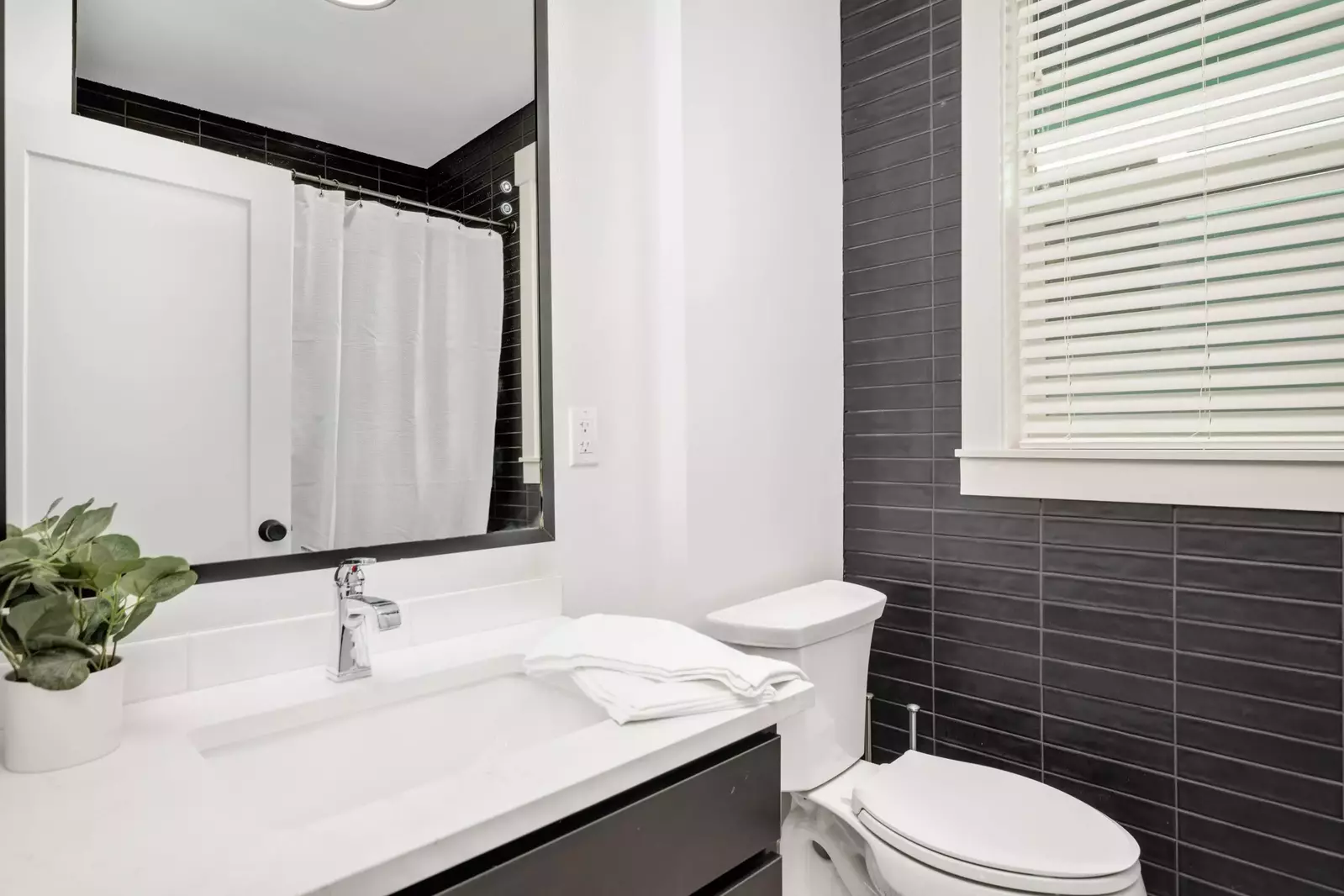 One of the three bathrooms in the home.