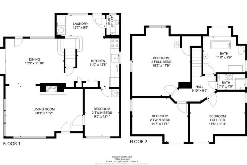 A detailed layout of Gin Ridge Cottage.