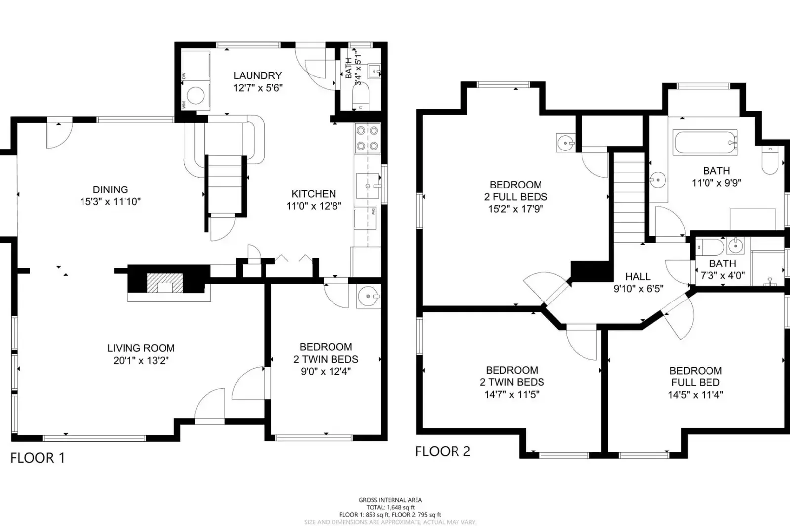 A detailed layout of Gin Ridge Cottage.