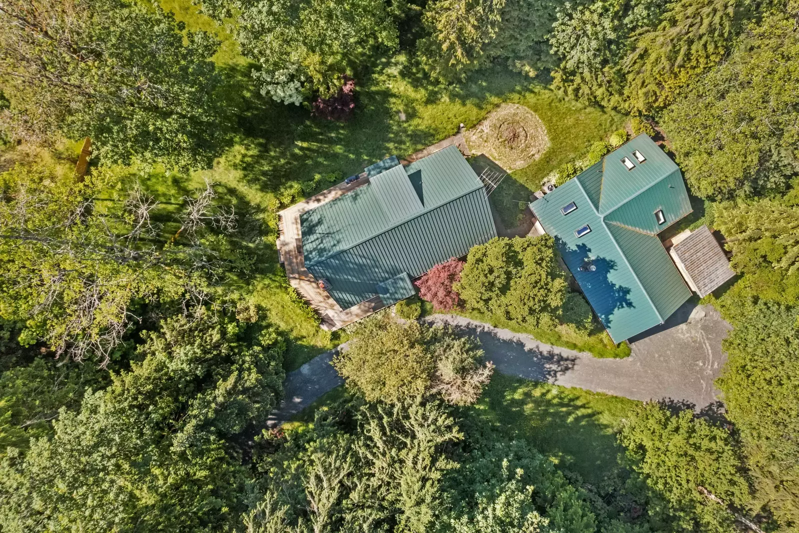 Main house and guest cabin. Super close but enough separation for quiet and privacy if needed.