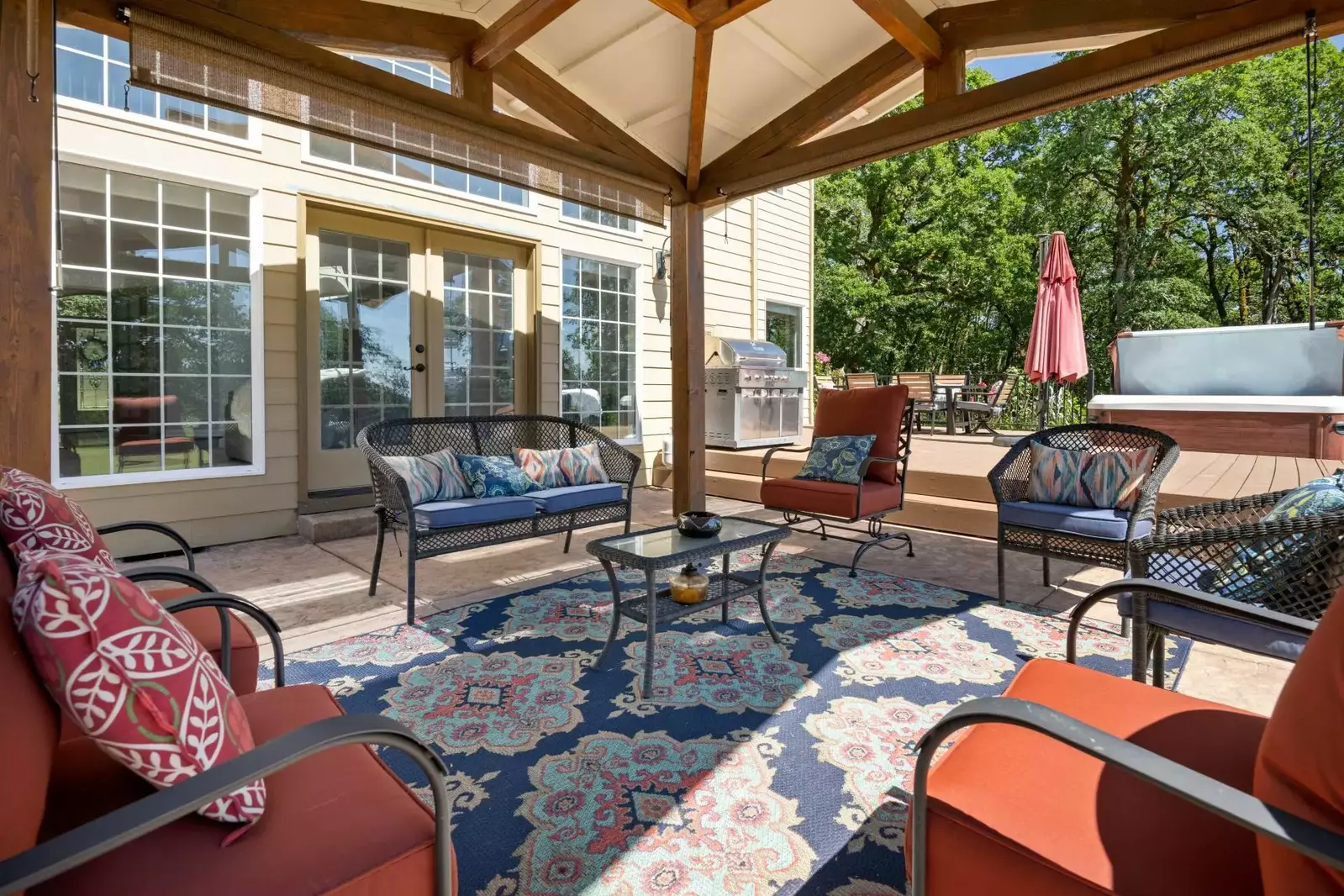 Relax outside in the cool patio area.