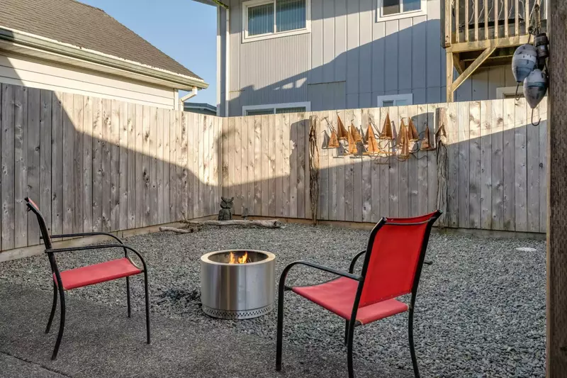 The fire pit is a nice place to relax outside while enjoying ocean air.