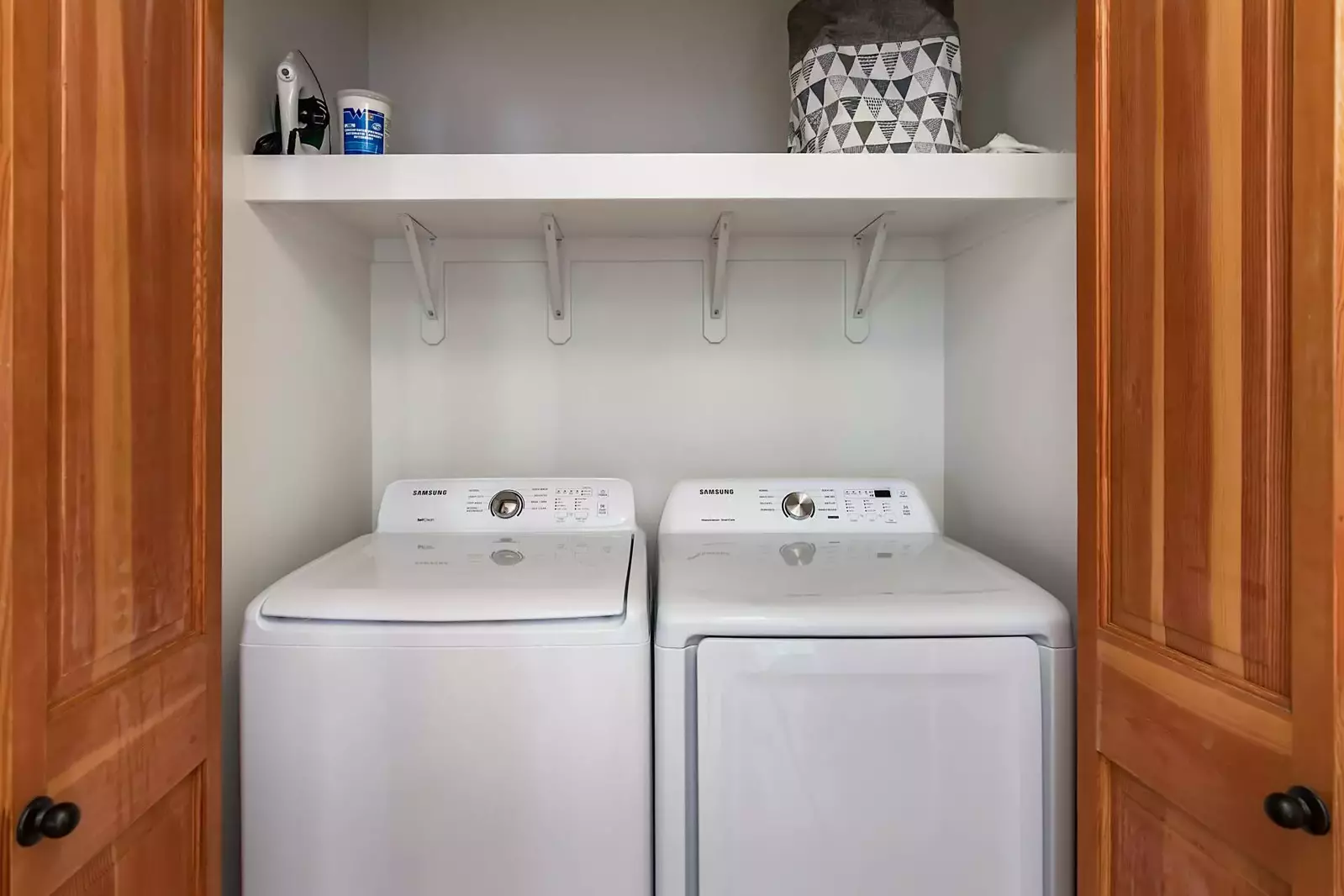 This rental has an up to date washing machine and dryer for guest use.