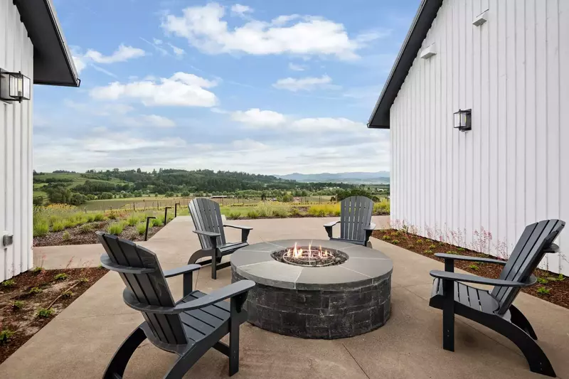 The fire table is another spot to enjoy a warm country night.