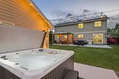 The hot tub is a favorite amenity perfect during warm summers and chilly winters.