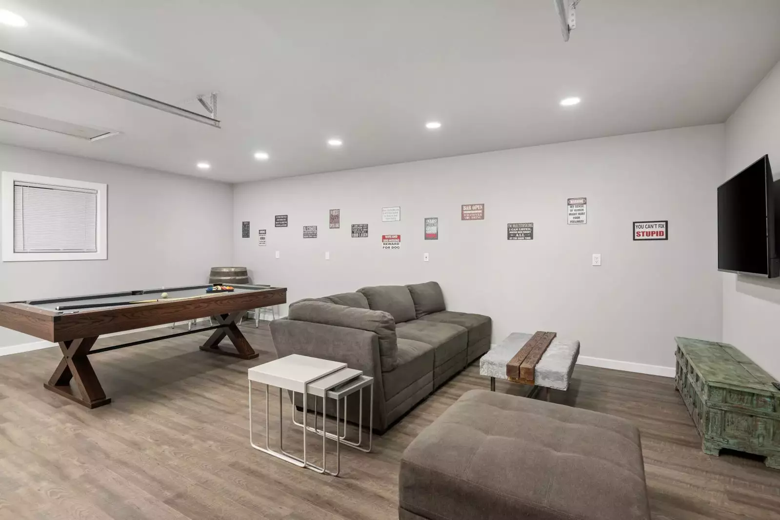 The game room is a fun place to hang out with friends and family. Enjoy a pool table, ping pong, a smart tv, and more.