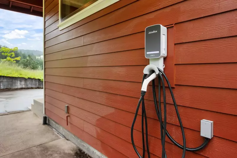 An EV charge available for compatible vehicles.