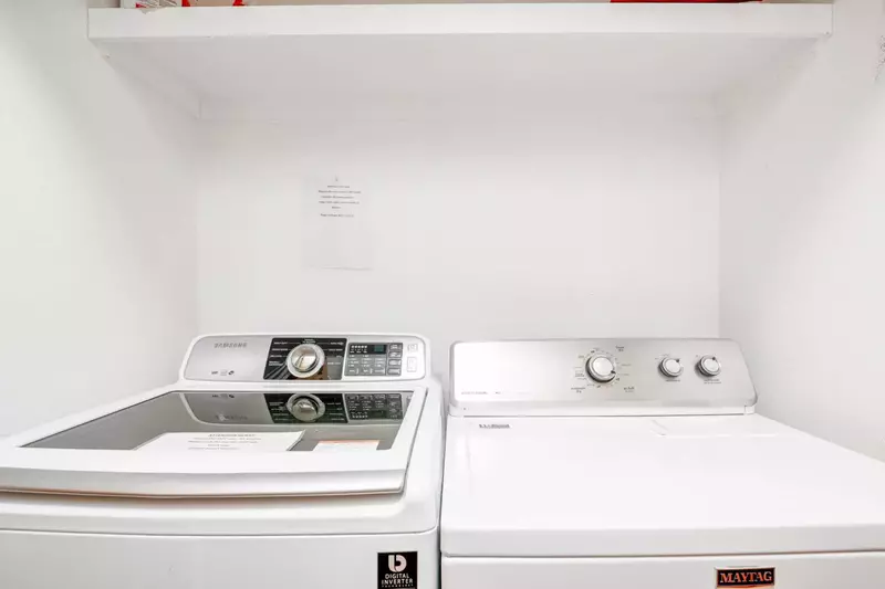 This rental has an up to date washing machine and dryer for guest use.