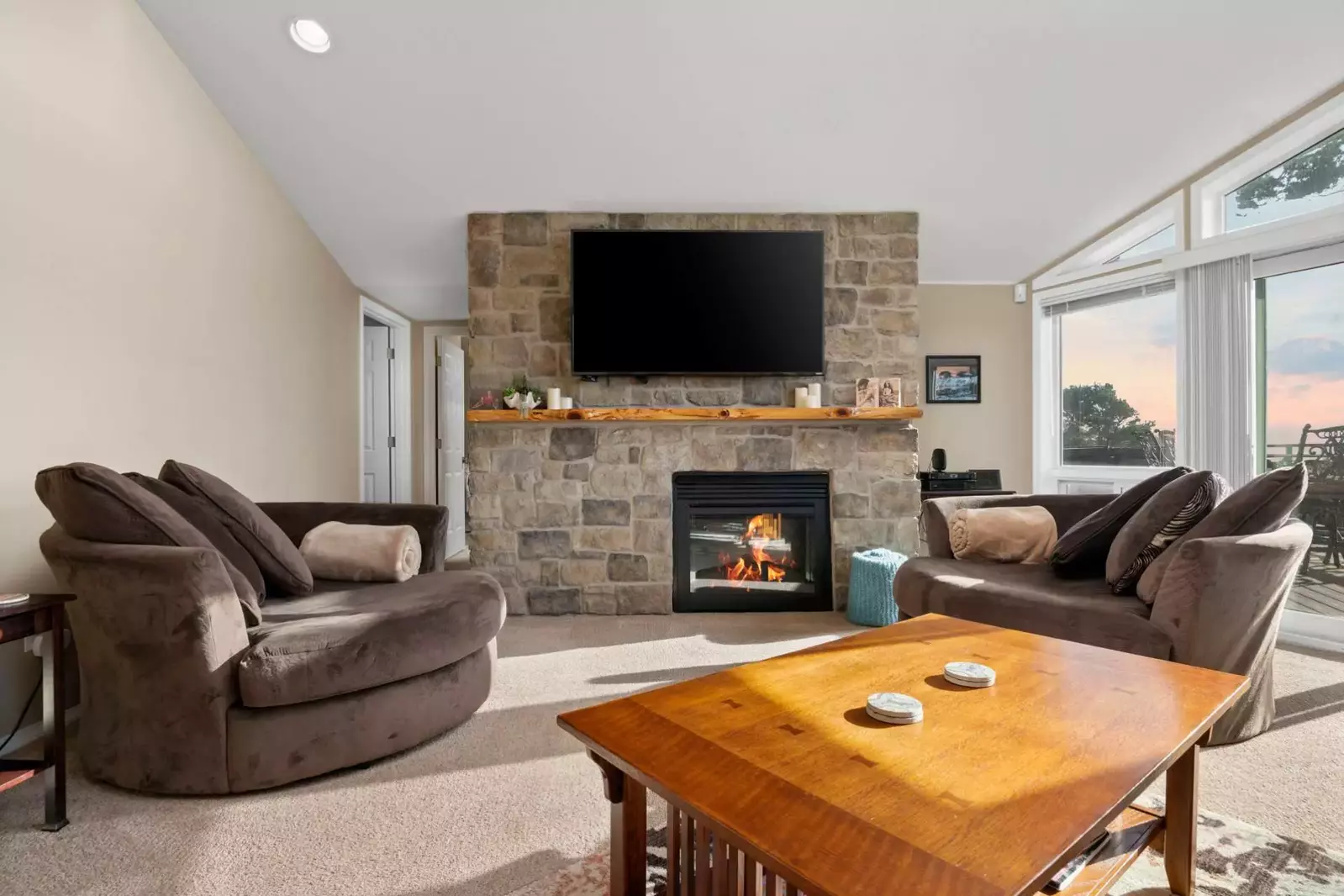 Enjoy your favorite shows while enjoying a nice fire.