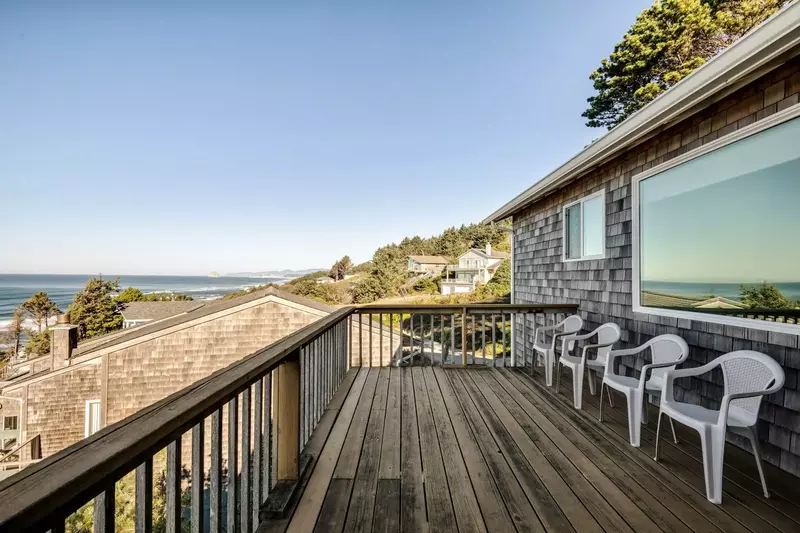 Enjoy beautiful views of the Oregon Coast from the deck.
